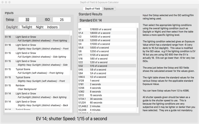 Depth of Field & Exposure Calc(圖5)-速報App