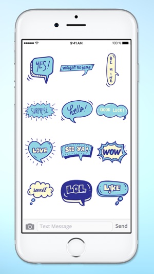 Blue Speech Bubble Words Text Sticker Pack(圖5)-速報App