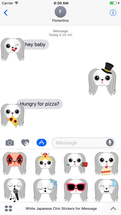 White Japanese Chin Stickers for iMessage