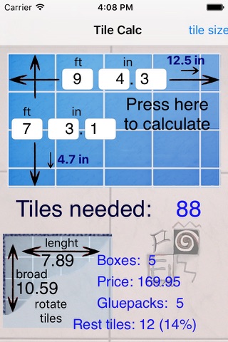 Tile Calc screenshot 2