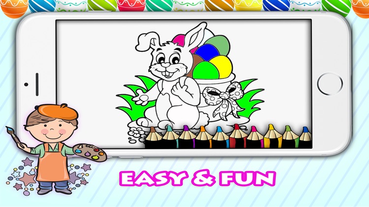 Easter bunny with egg coloring pages free for kid screenshot-4