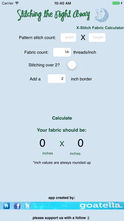 Cross Stitch Fabric Calculator Pro
