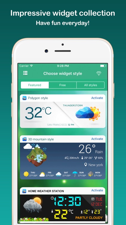 Weather Widget - Unique styles weather forecast