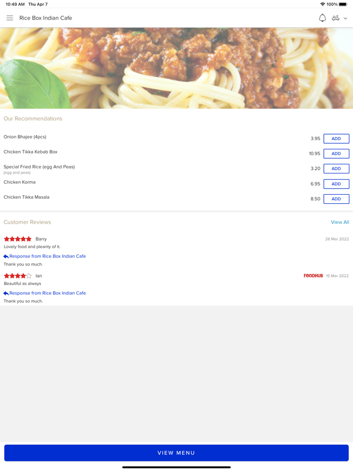 Rice Box Indian Cafe.