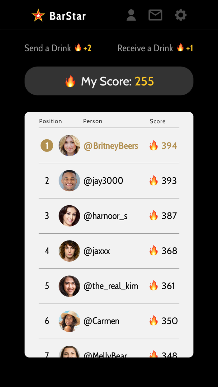 BarStar Send  Receive Drinks