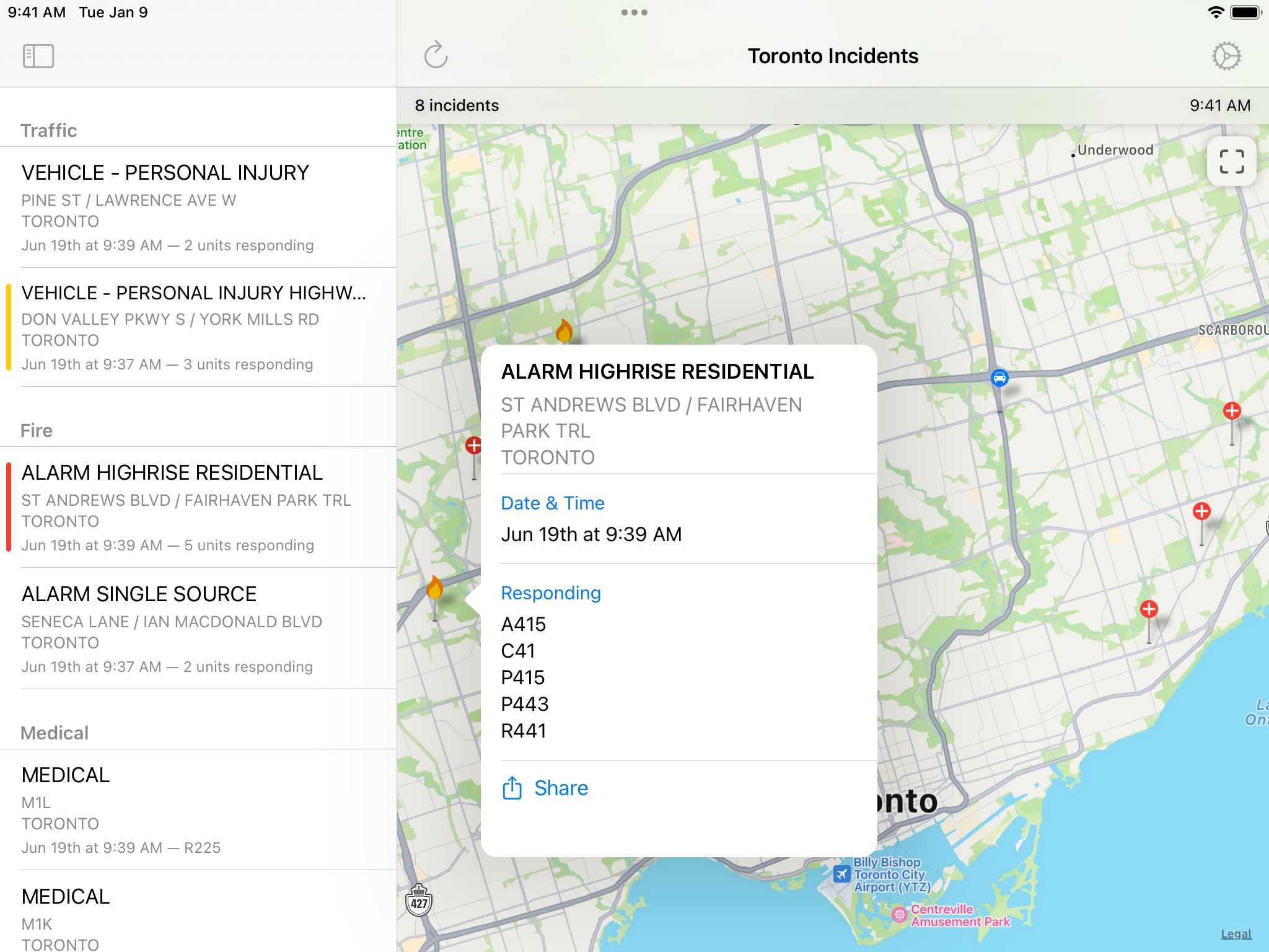 Toronto Incidents screenshot 2