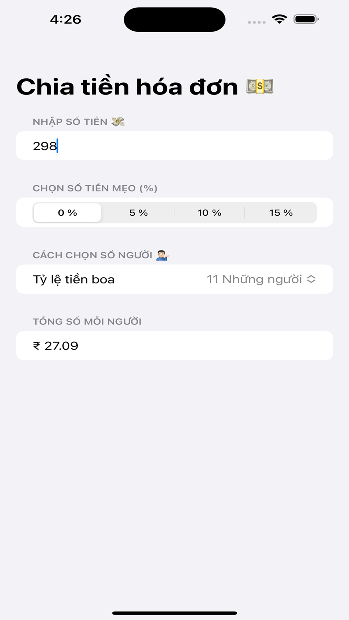 Chia tiền hóa đơn