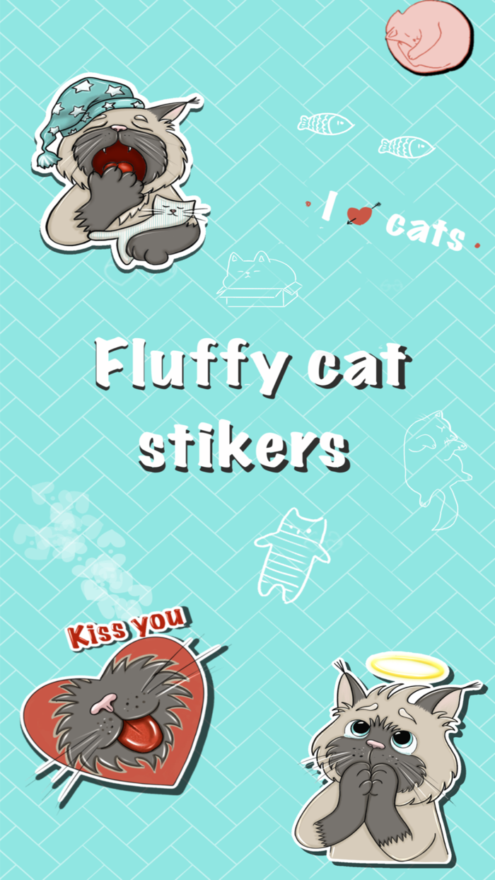 Fluffy Cat sticker collection