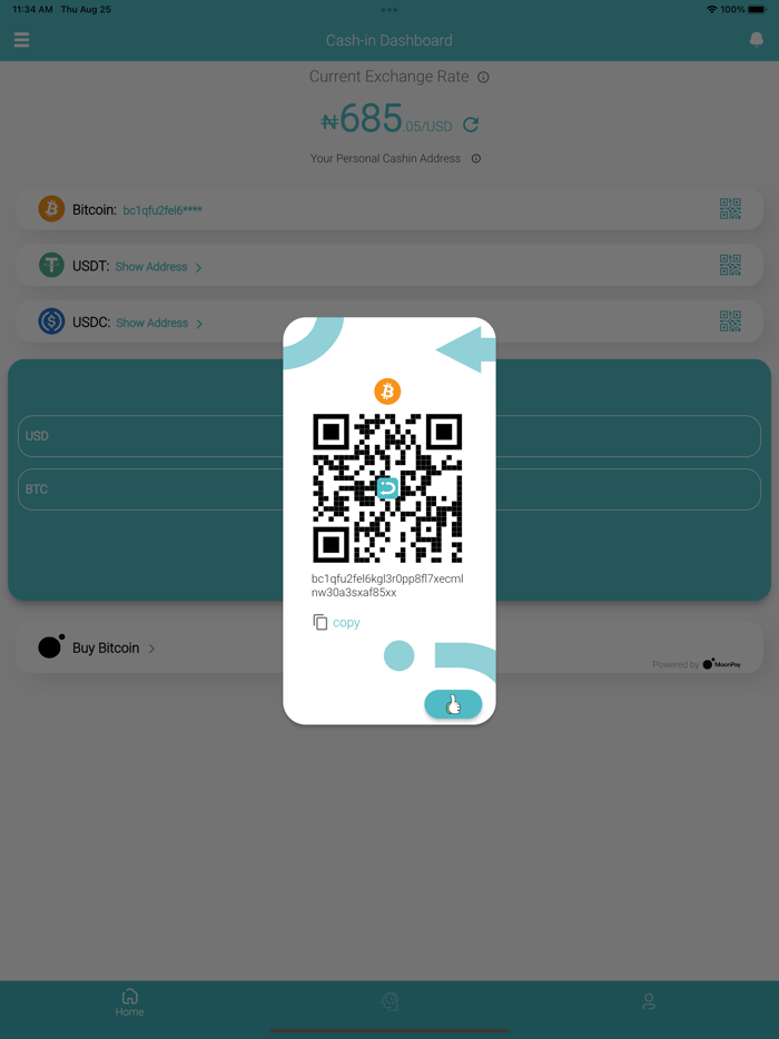 Cash-in Crypto to naira app