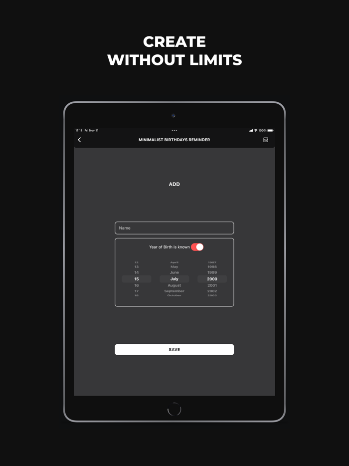 Minimalist Birthdays Reminder