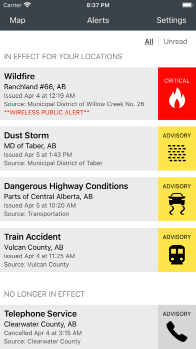 Alberta Emergency Alert screenshot 2