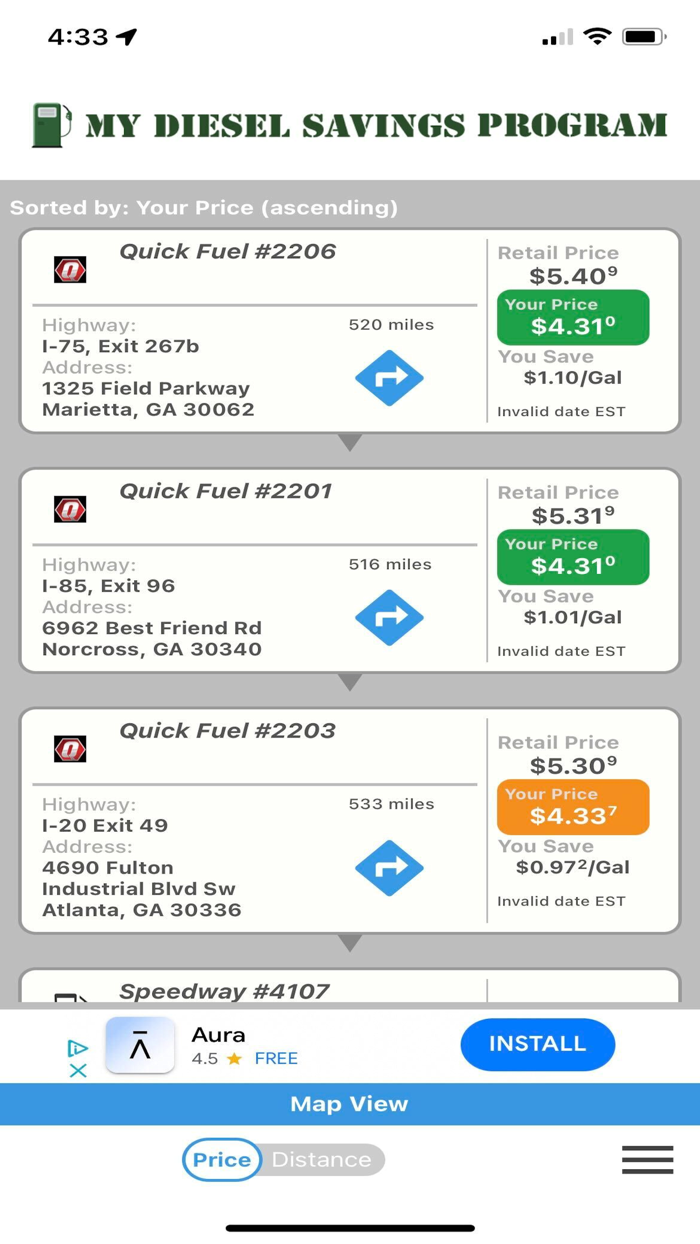My Diesel Savings Fuel Locator