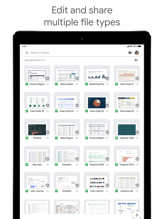 Google Sheets iPad captures décran