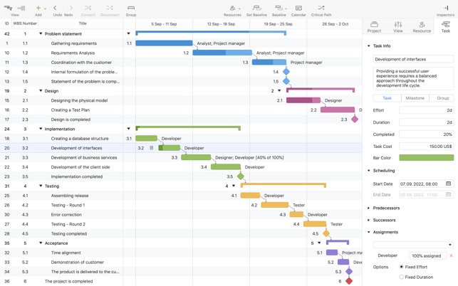 Project Office X: Gantt chart on the Mac App Store