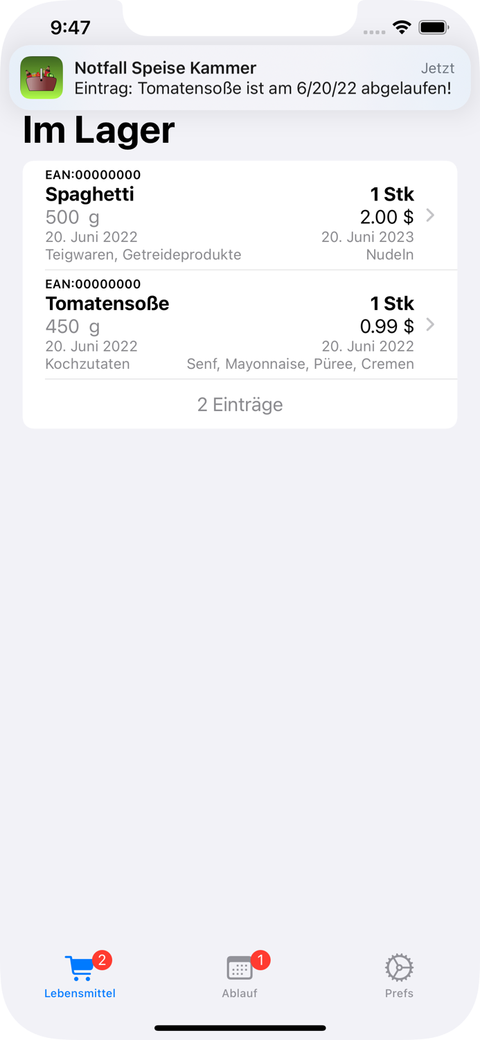 Notfall Speise Kammer