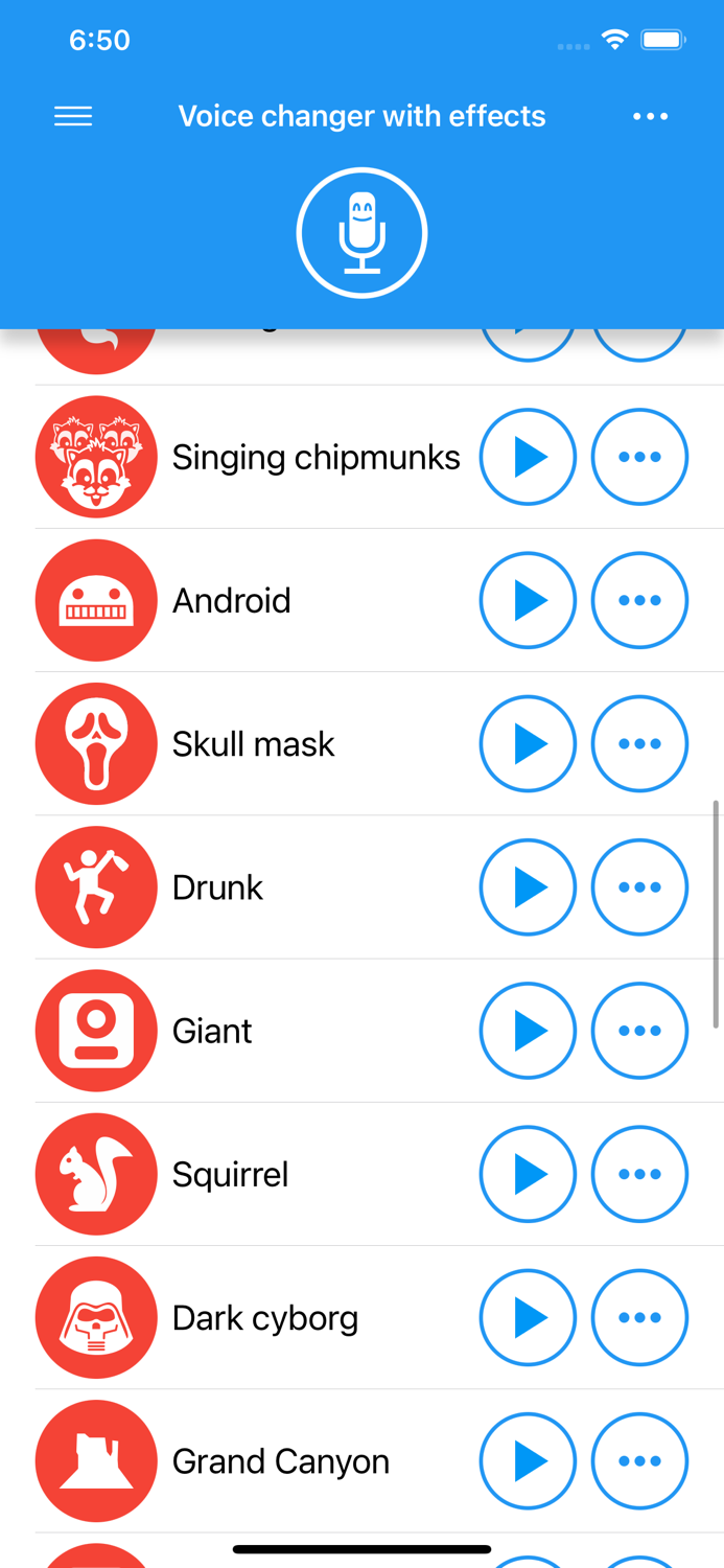 Voice changer with effects