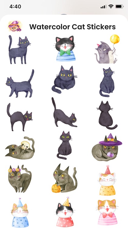 Watercolor Cat Stickers