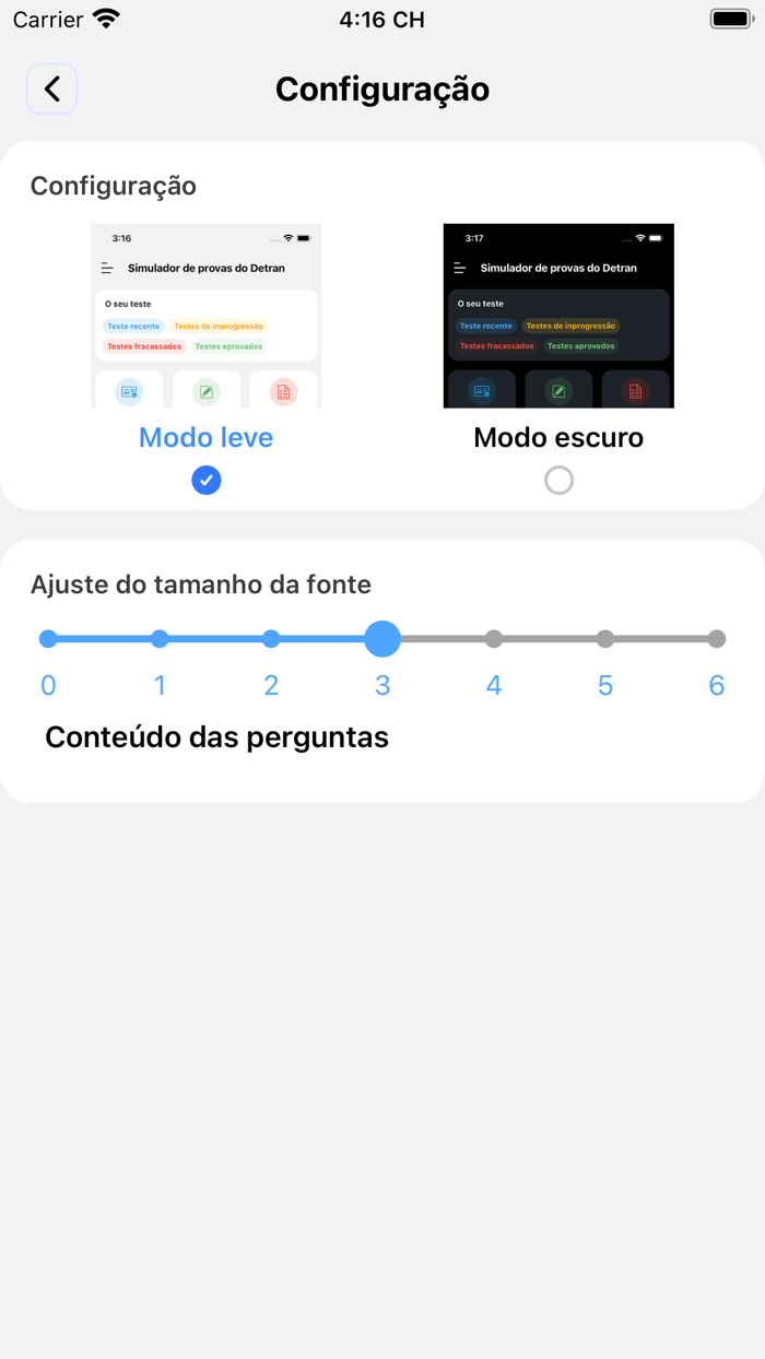 Simulador de provas do Detran