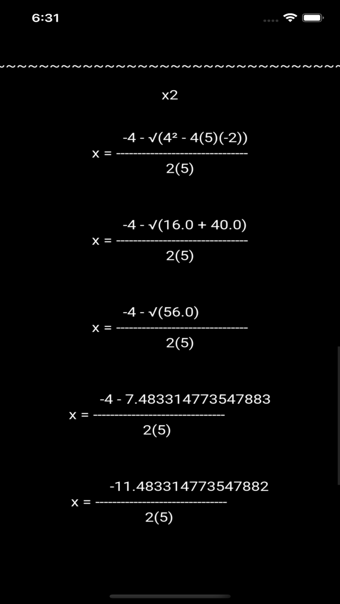 Quadratic Steps Calculator