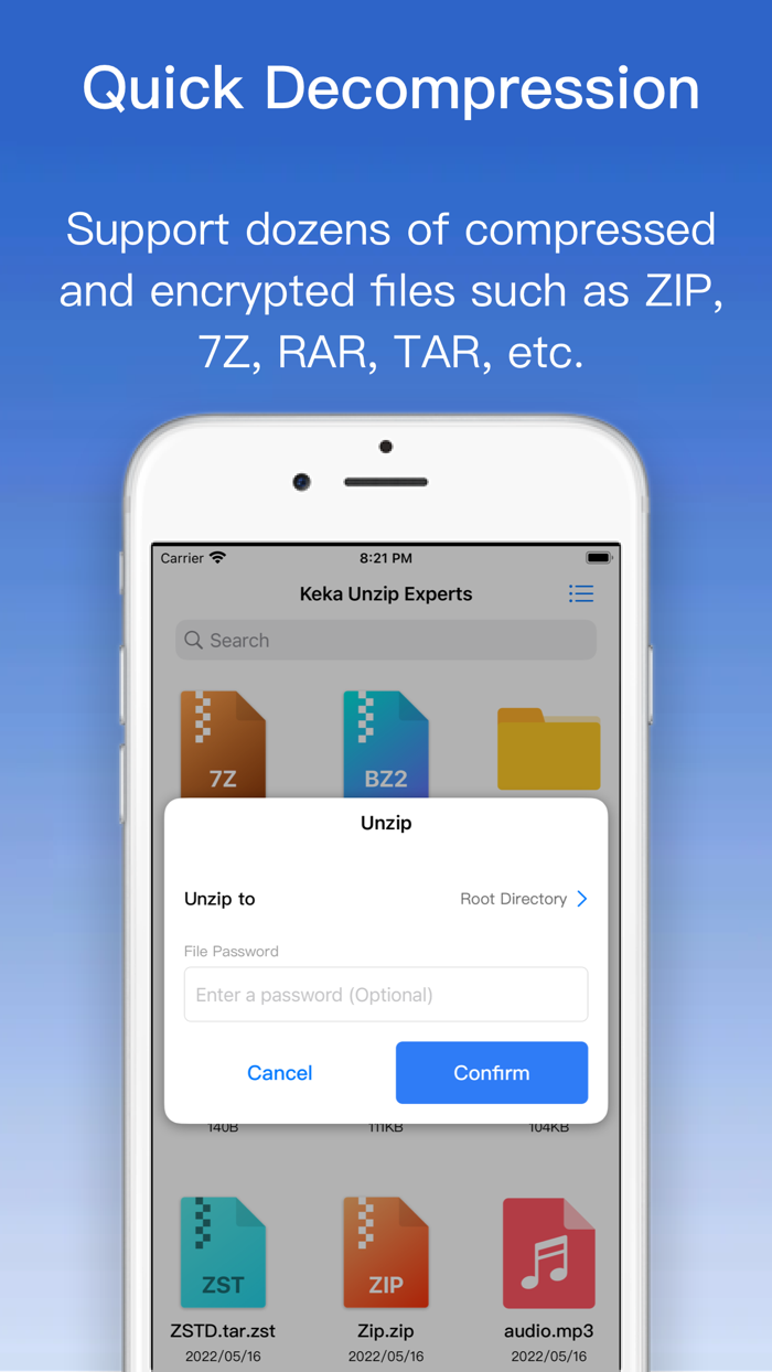 Keka Unzip Experts -ZIP/7Z/TAR