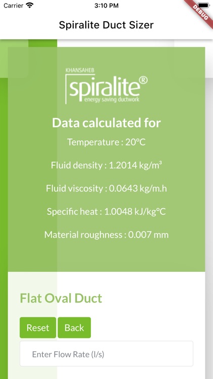 Spiralite Duct Sizer