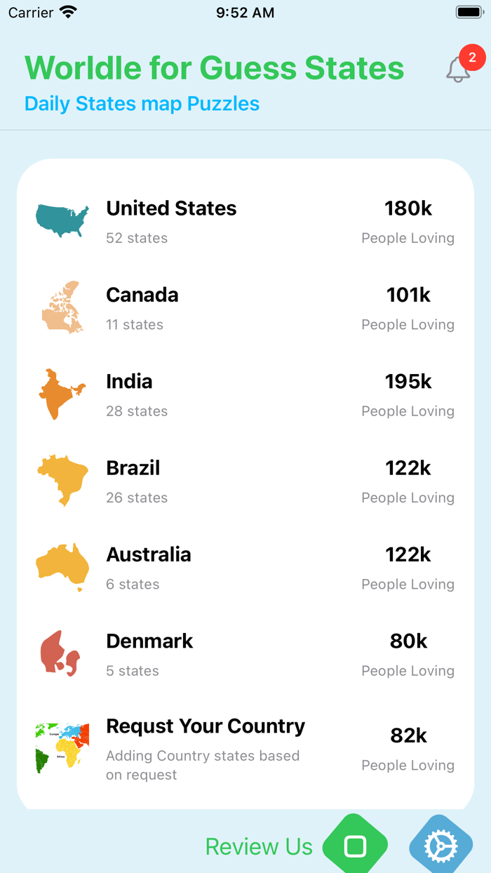 Worldle for guess States map