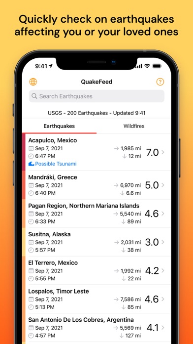 QuakeFeed Earthquake Alerts Screenshot