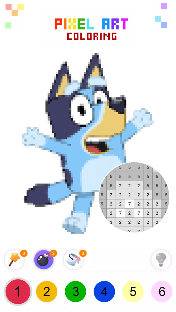 Bluey Pixel Art Coloring