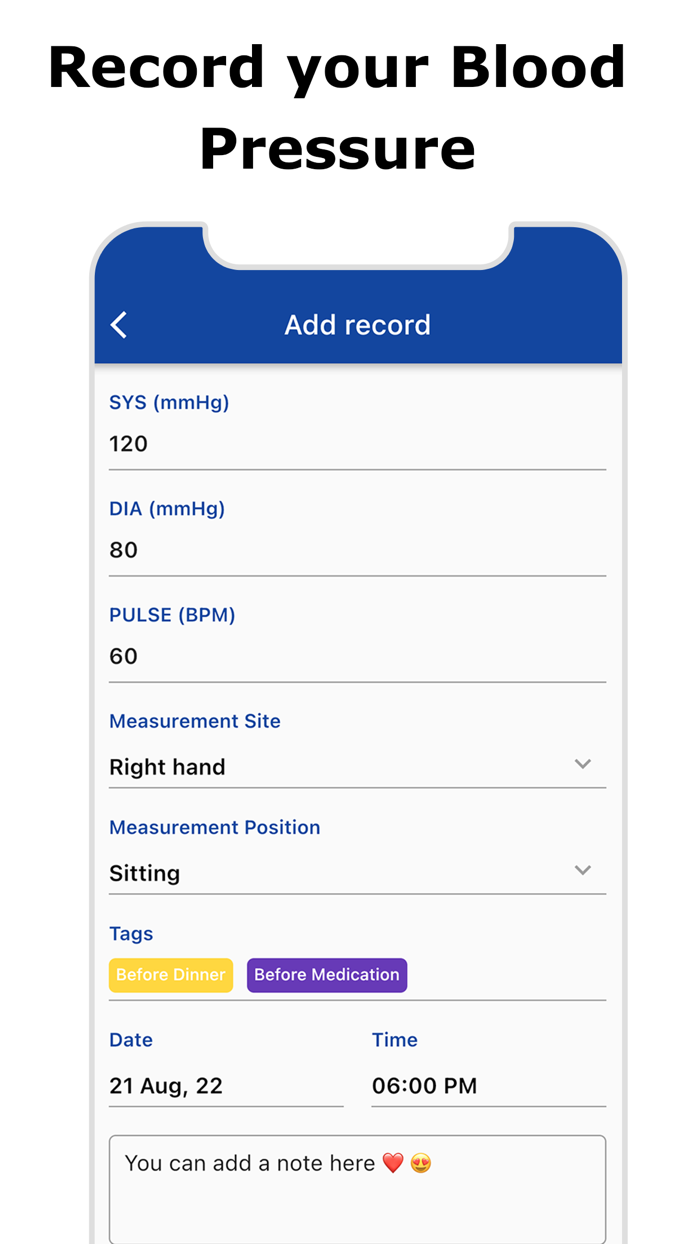 BP Blood Pressure Tracker App