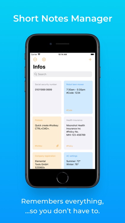 Infos - Short Notes Manager by Elemental Tools GmbH