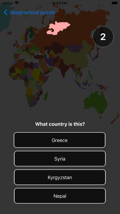 Geographical countries puzzle