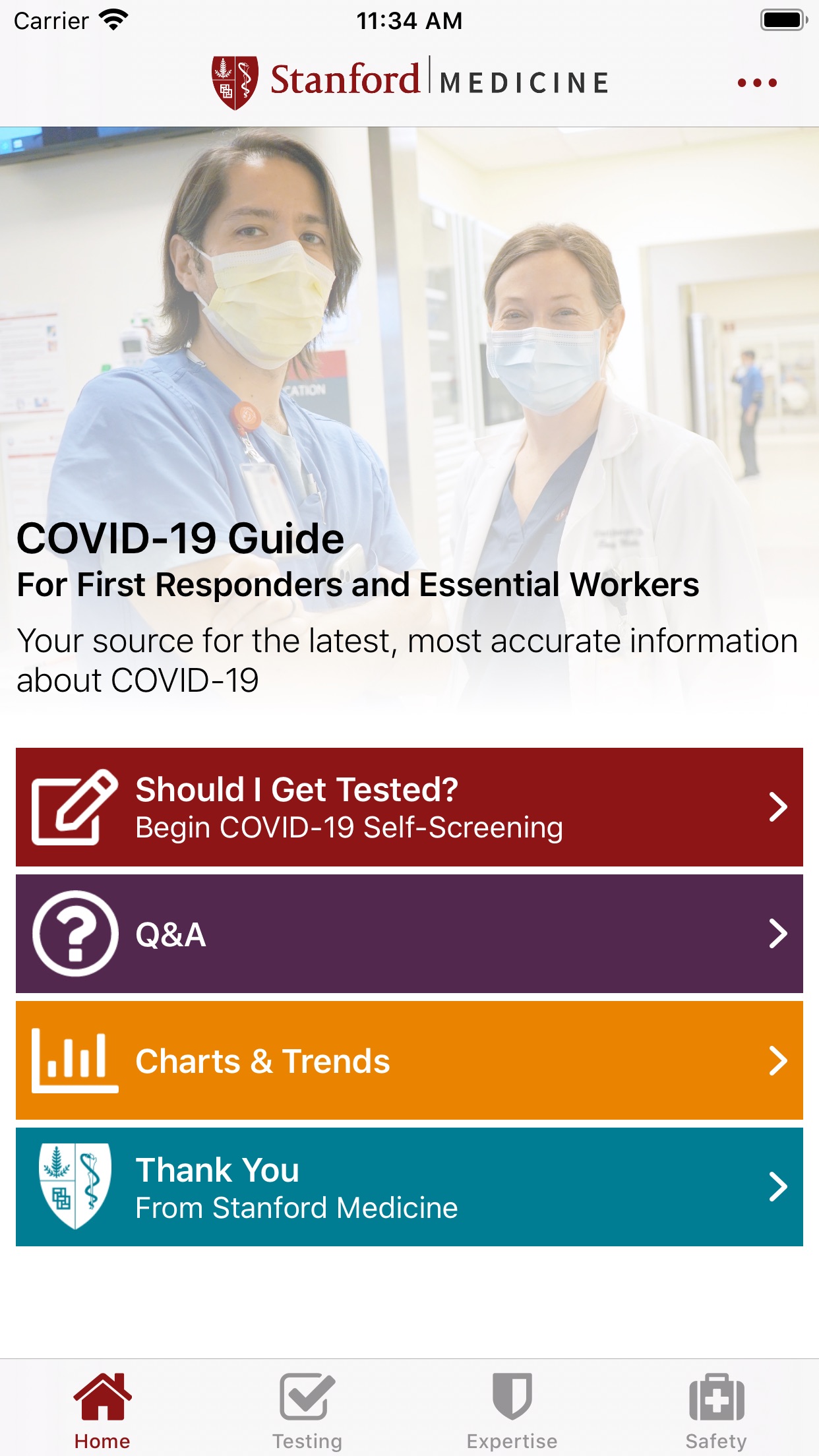 Screenshot do app First Responder COVID-19 Guide