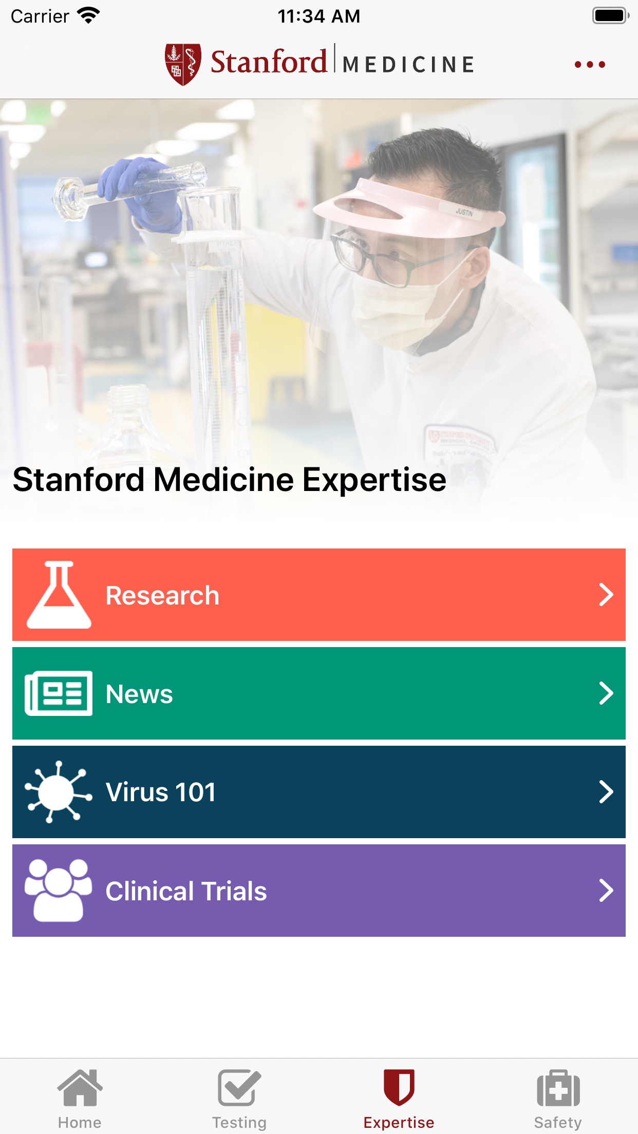 Screenshot do app First Responder COVID-19 Guide