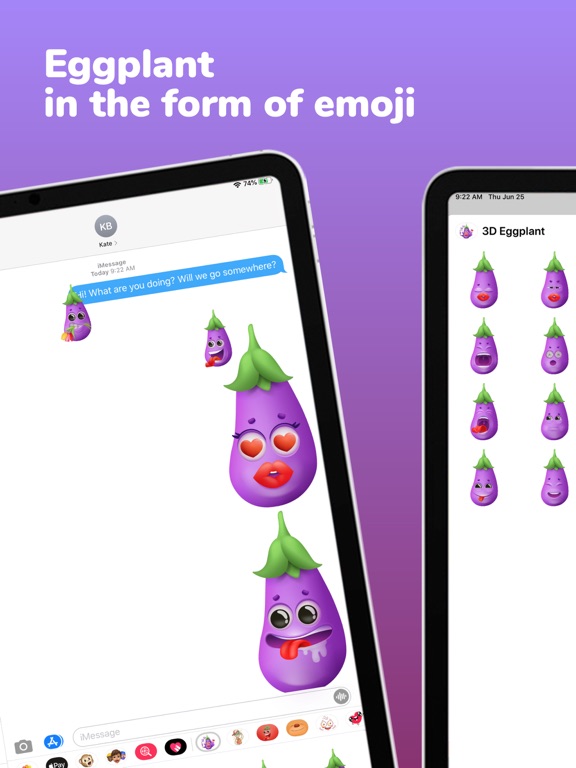 Eggplant 3D Emoji Stickers App screenshot 2