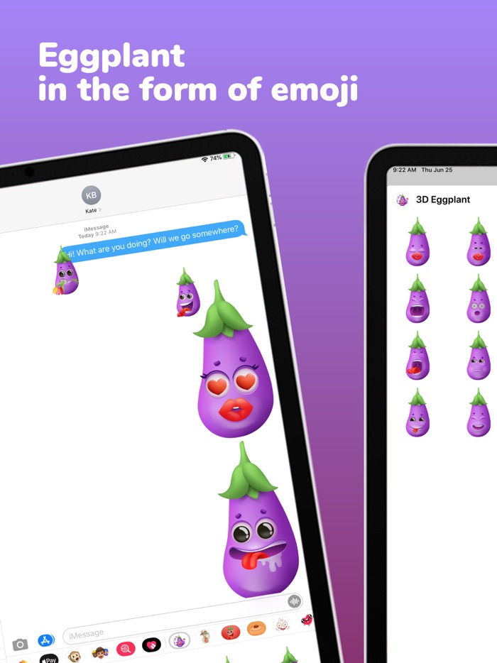 Eggplant 3D Emoji Stickers App
