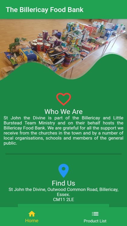 Billericay Food Bank App