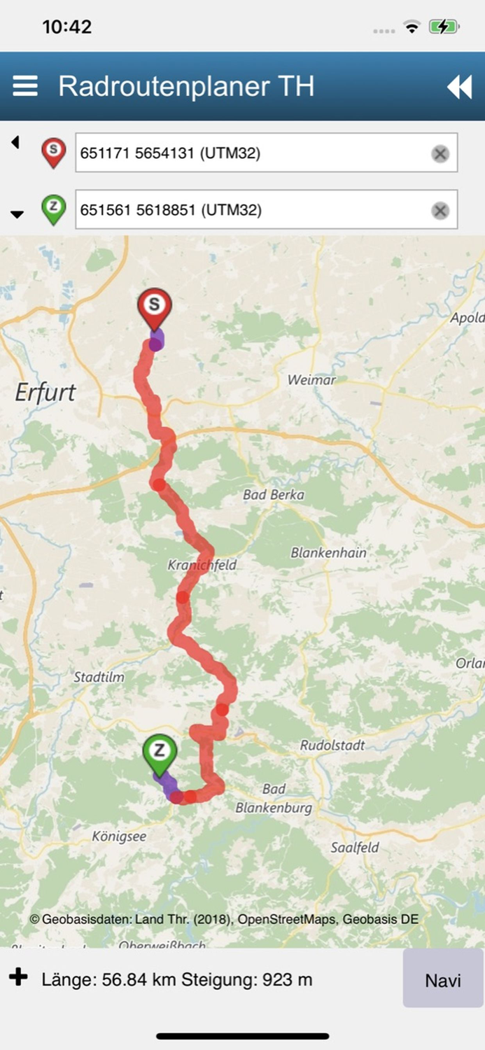 Radroutenplaner Thüringen