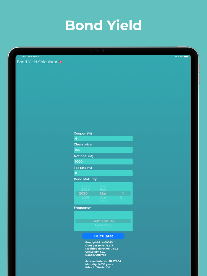 TAP Bond Yield Calculator