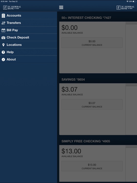 TC Federal Bank for iPad