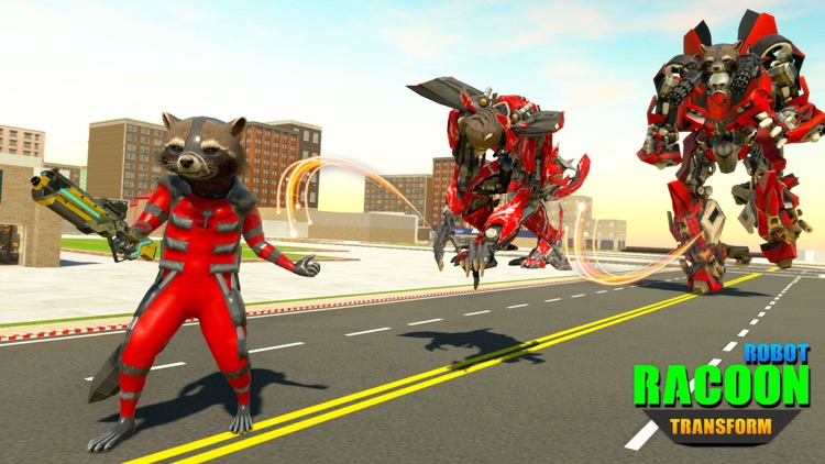 Raccoon Flying Bike Robot Game screenshot-4