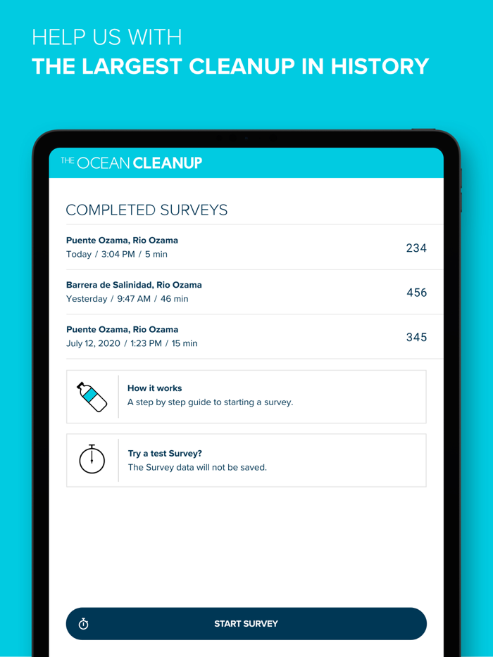 The Ocean Cleanup Survey App