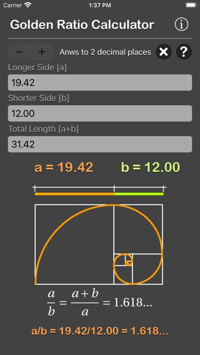 Golden Ratio Calculator Plus screenshot 3