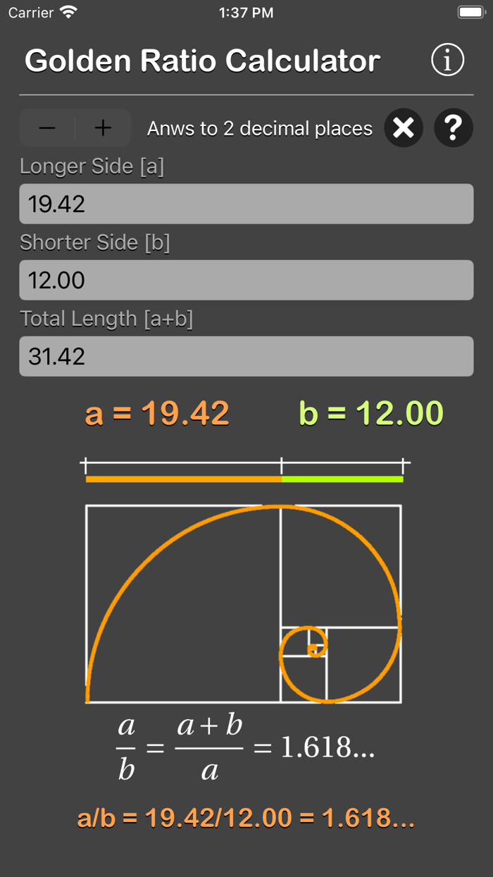 Golden Ratio Calculator Plus