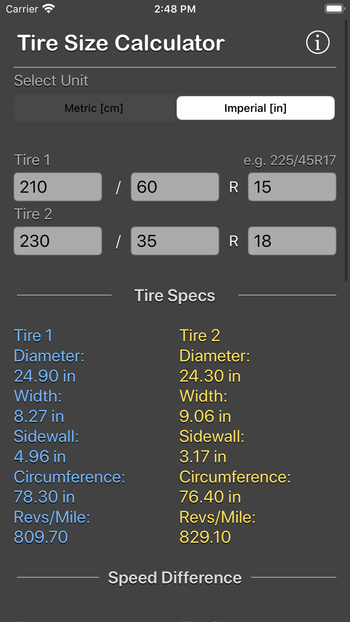 輪胎尺寸計算器
