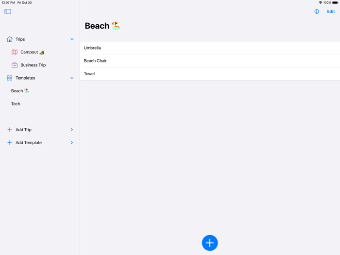 Trips - Packing List Manager