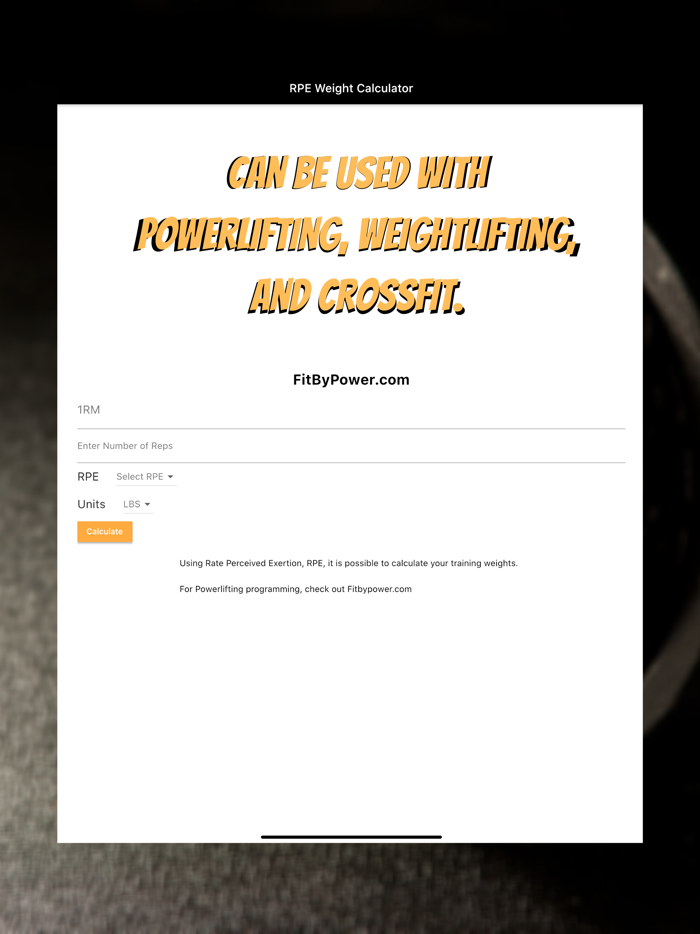 RPE Weight Calculator