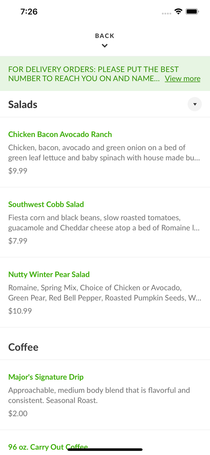 Major Bean Coffee  Sandwich