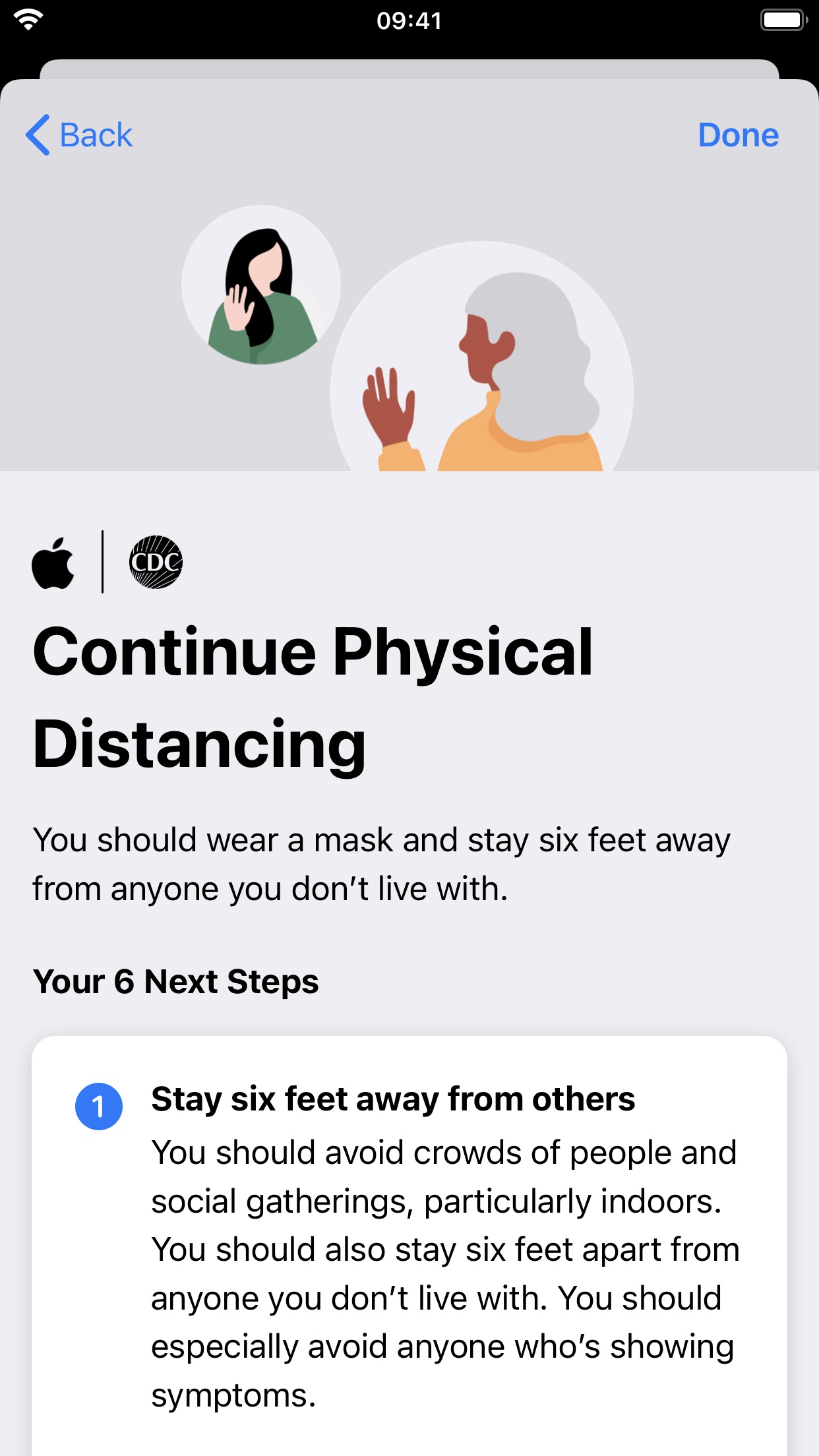 Screenshot do app Apple COVID-19