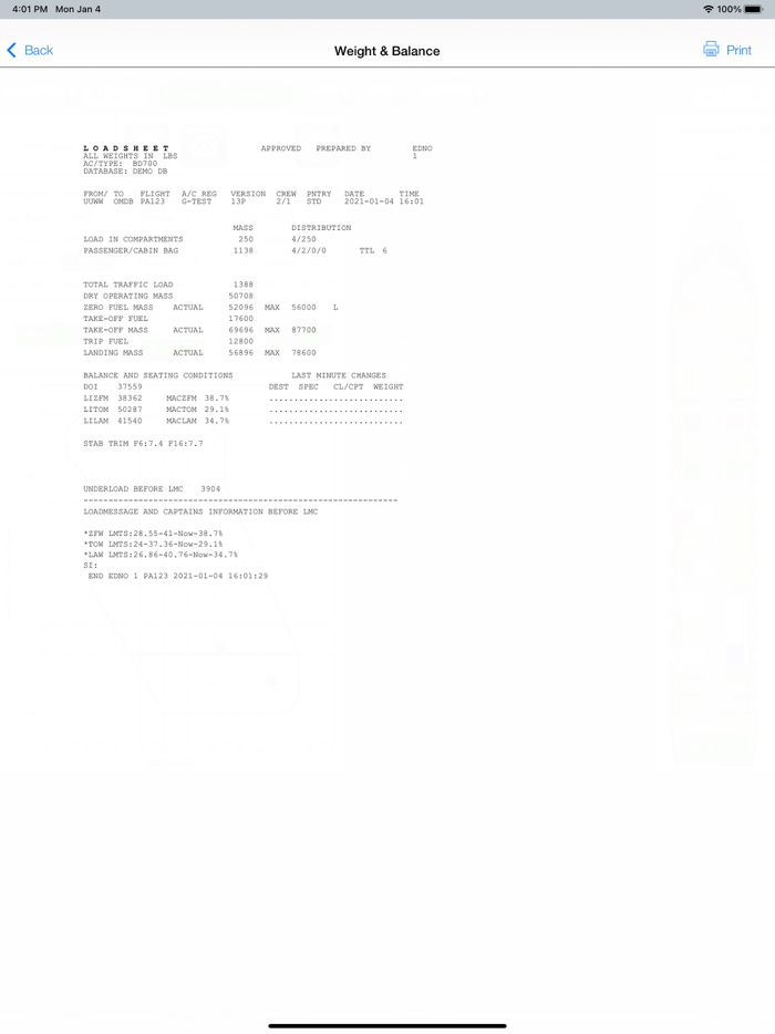 Weight and Balance BD700