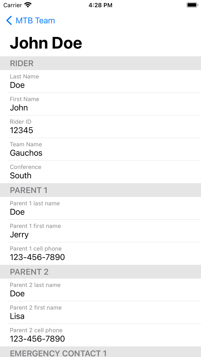Emergency Contact List